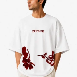 Zee's PK Red Floral Drop Shoulder Printed Tee 1