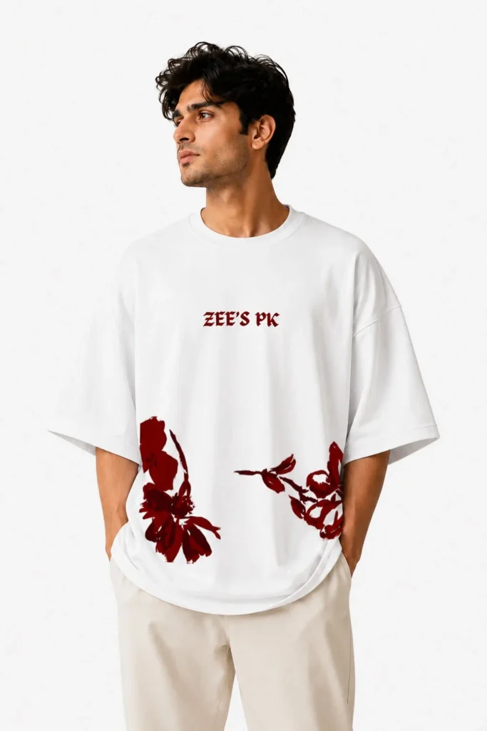 Zee's PK Red Floral Drop Shoulder Printed Tee 1